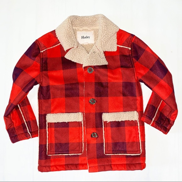 SOLD! Hayley faux shearling plaid coat boys 5T - Picture 2 of 4